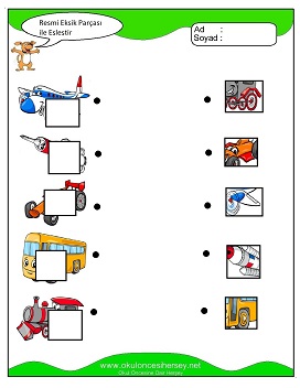 Resmi Eksik Parçası İle Eşleştir Çalışma Sayfaları